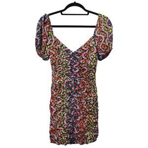 Rhode Esme Ruched Multicolor Floral Crepe De Chine Mini Dress 4